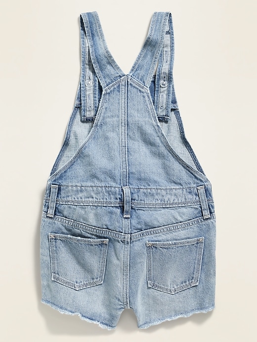 View large product image 2 of 3. Light-Wash Exposed-Pocket Jean Shortalls for Girls