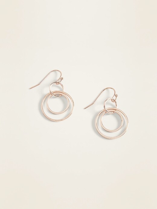View large product image 1 of 2. Layered-Hoop Drop Earrings for Women
