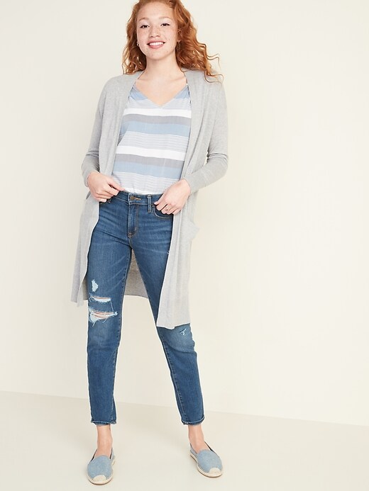 Image number 3 showing, Super-Long Open-Front Sweater for Women