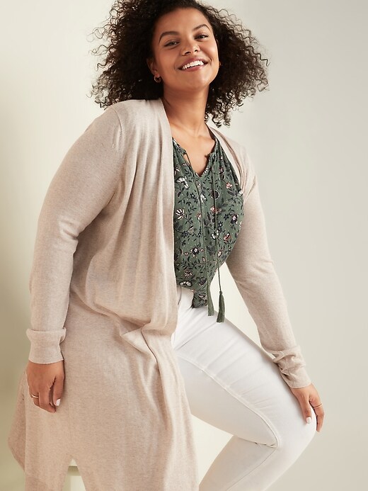 Image number 4 showing, Super-Long Plus-Size Open-Front Sweater