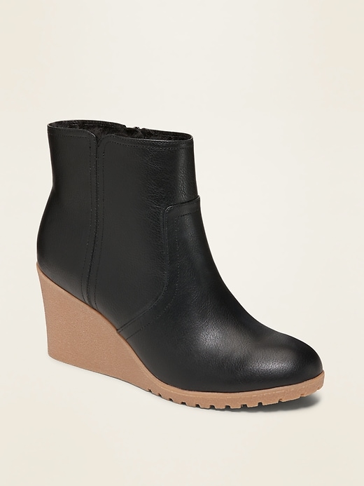 Image number 1 showing, Faux-Leather Wedge Booties for Women