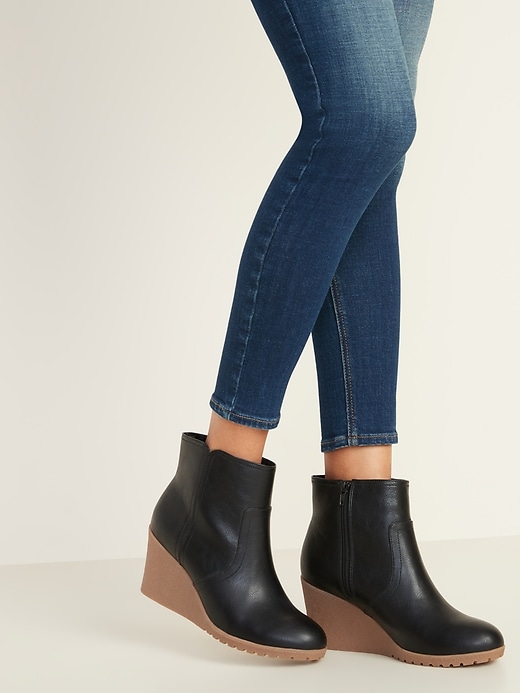 Image number 2 showing, Faux-Leather Wedge Booties for Women