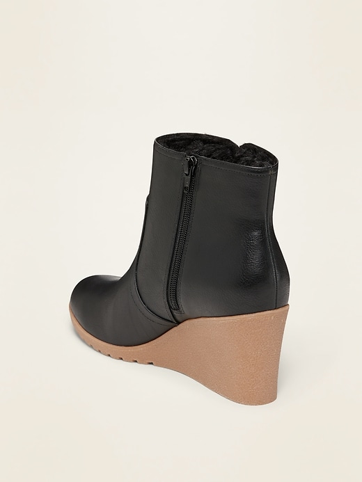 Image number 4 showing, Faux-Leather Wedge Booties for Women