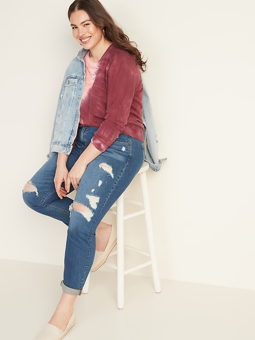 Image number 8 showing, Mid-Rise Distressed Boyfriend Straight Jeans for Women