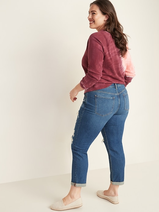 Image number 7 showing, Mid-Rise Distressed Boyfriend Straight Jeans for Women