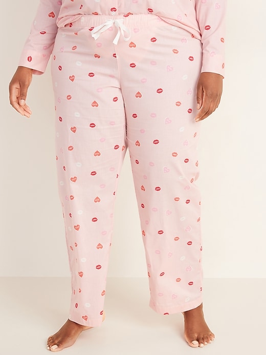 View large product image 1 of 1. Mid-Rise Plus-Size Printed Poplin Pajama Pants