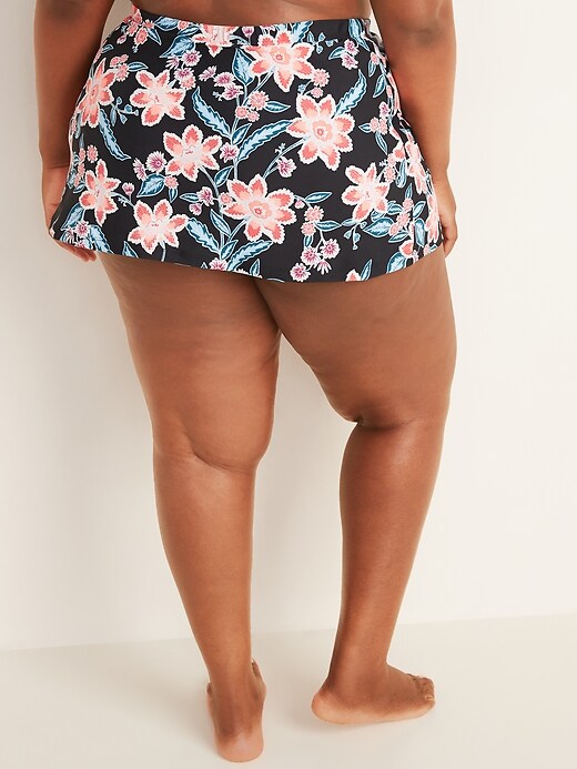 View large product image 2 of 3. High-Waisted Floral Secret-Slim Plus-Size Swim Skirt