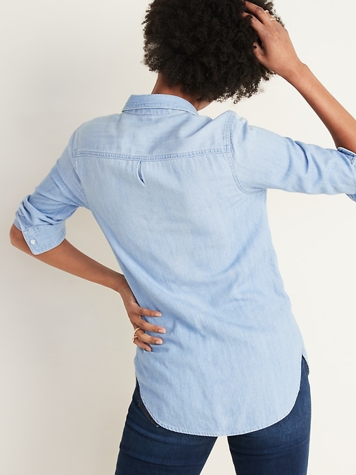 Image number 2 showing, Classic Chambray Shirt for Women