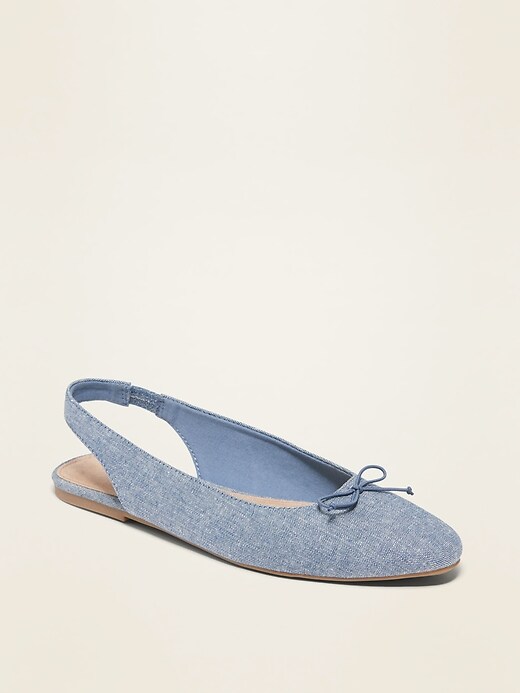 Image number 1 showing, Chambray Slingback Flats