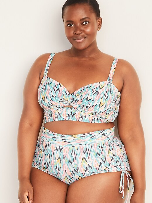 Image number 1 showing, Ikat-Print Twist-Front Underwire Plus-Size Swim Top