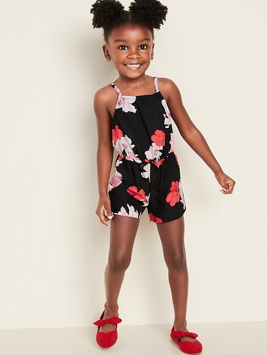 View large product image 1 of 1. Sleeveless Printed Swim Romper for Toddler Girls
