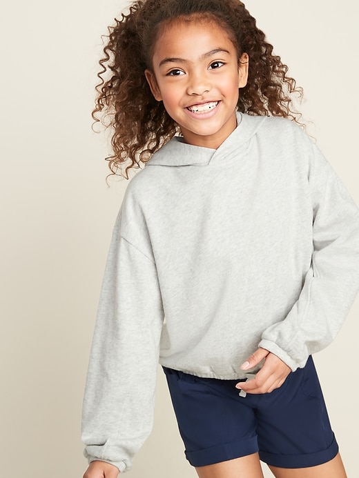 View large product image 1 of 1. Cropped French Terry Pullover Hoodie for Girls
