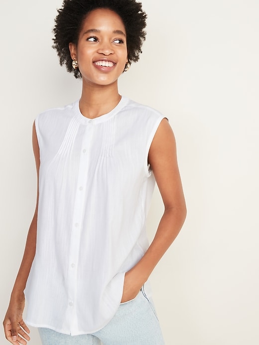 Sleeveless Button-Front Cocoon Top for Women | Old Navy