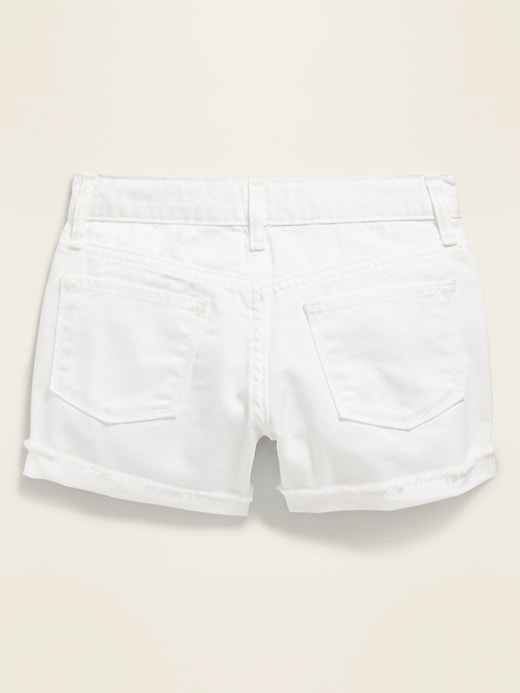 View large product image 2 of 3. Cuffed Raw-Edged White Jean Shorts for Girls