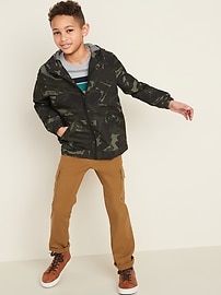 View large product image 3 of 3. Water-Resistant Hooded Zip Rain Jacket For Boys