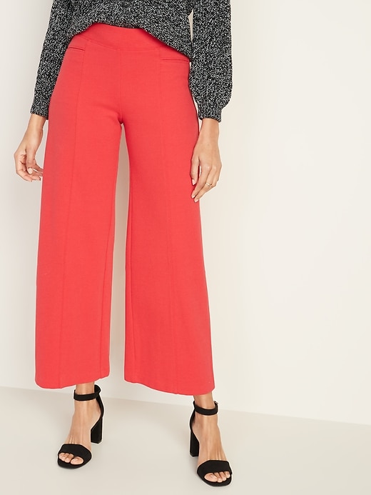 View large product image 1 of 1. High-Waisted Wide-Leg Ponte-Knit Pants for Women