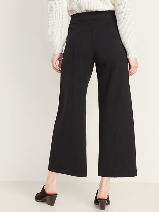 View large product image 2 of 3. High-Waisted Wide-Leg Ponte-Knit Pants for Women