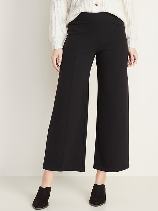 View large product image 1 of 3. High-Waisted Wide-Leg Ponte-Knit Pants for Women