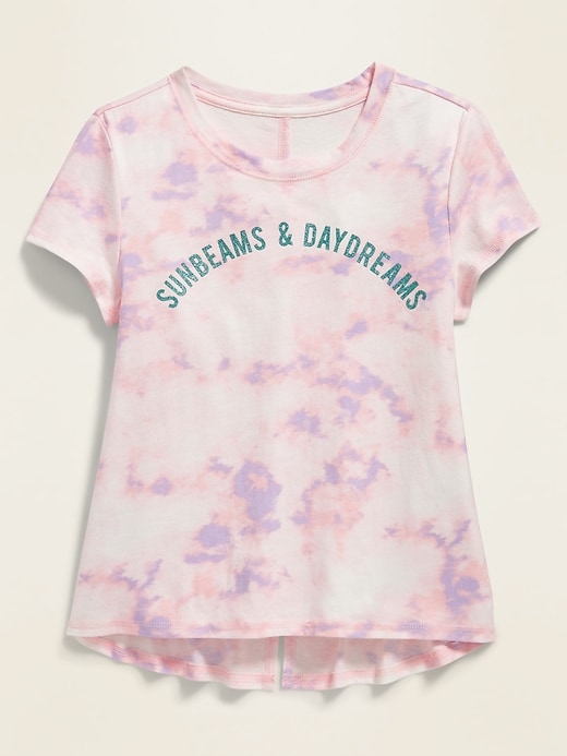 View large product image 1 of 2. Graphic Tie-Dye Split-Back Tee for Girls