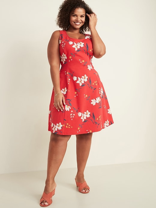 Image number 1 showing, Sleeveless Ponte-Knit Fit & Flare Plus-Size Dress