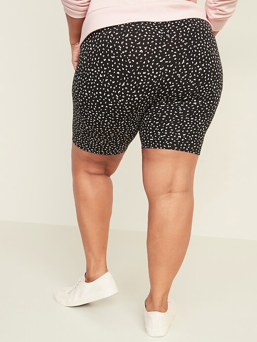 View large product image 2 of 3. High-Waisted Cheetah-Print Jersey Plus-Size Bike Shorts -- 9-inch inseam
