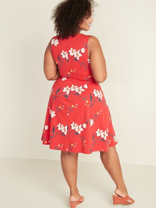 Image number 2 showing, Sleeveless Ponte-Knit Fit & Flare Plus-Size Dress