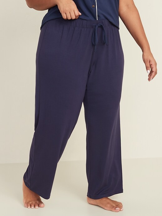 View large product image 1 of 2. Jersey-Knit Plus-Size Pajama Pants