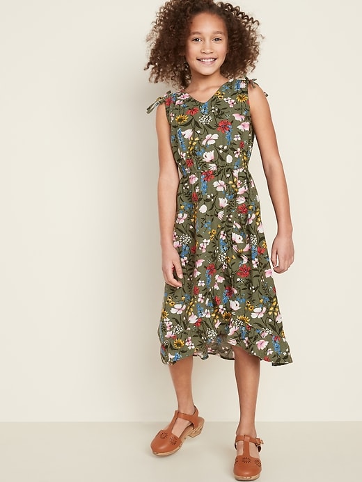 View large product image 1 of 1. Printed Faux-Wrap Midi Dress for Girls