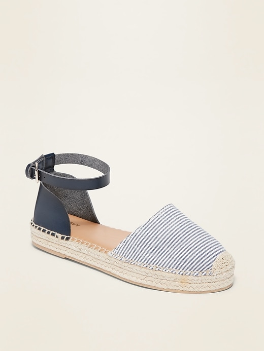 View large product image 1 of 1. Canvas/Faux-Leather Espadrille Shoes