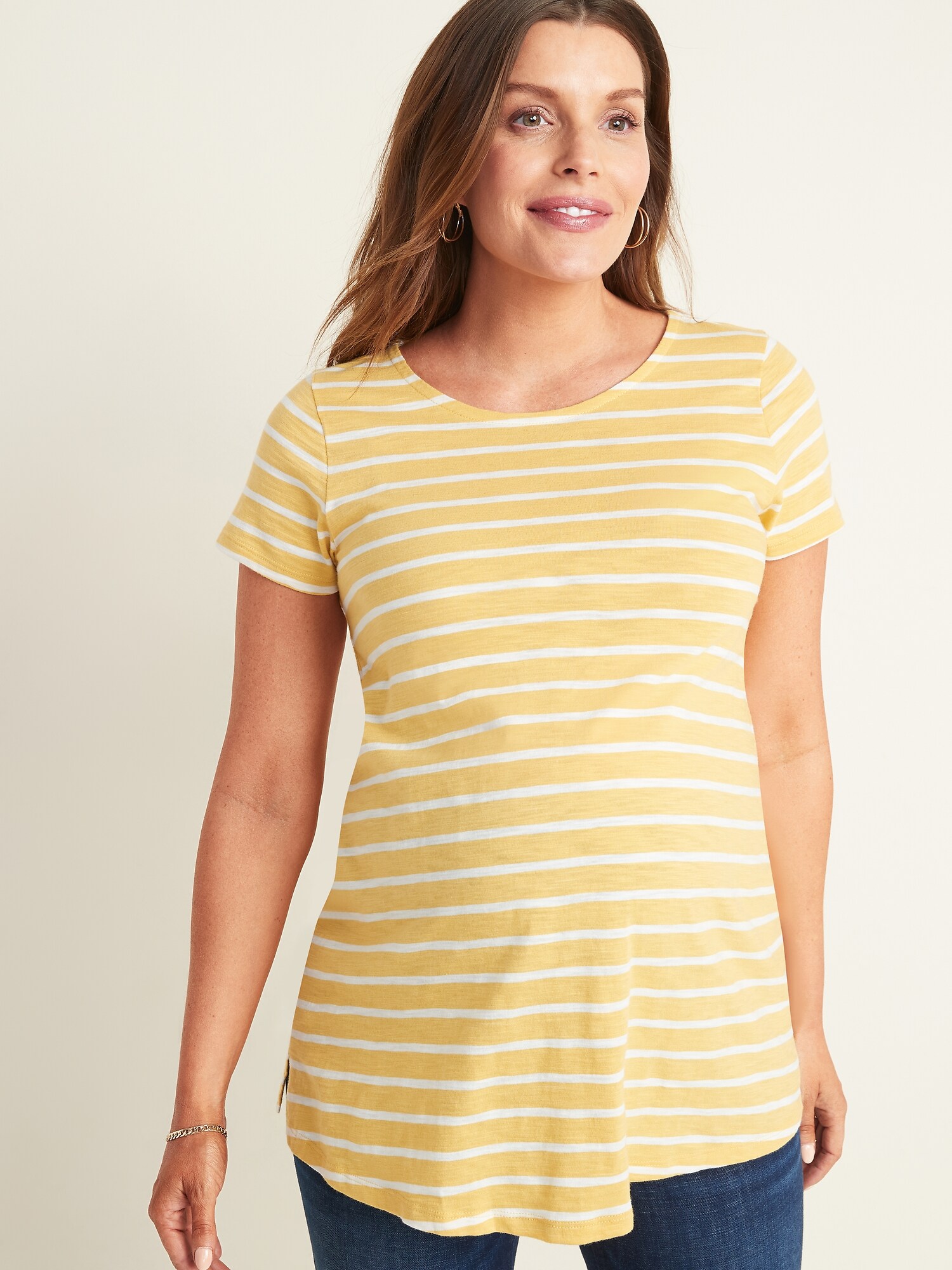 Maternity BoatNeck SlubKnit Tunic Tee Old Navy