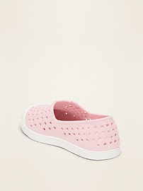 View large product image 3 of 4. Perforated Pop-Color Slip-On Sneakers for Toddler Girls