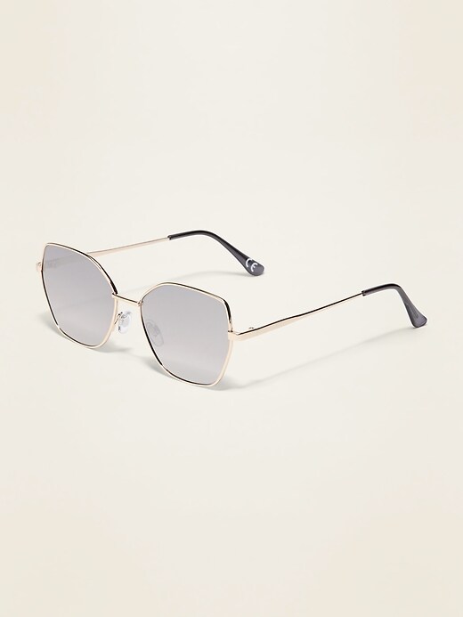 View large product image 2 of 3. Angular Wire-Frame Sunglasses for Women