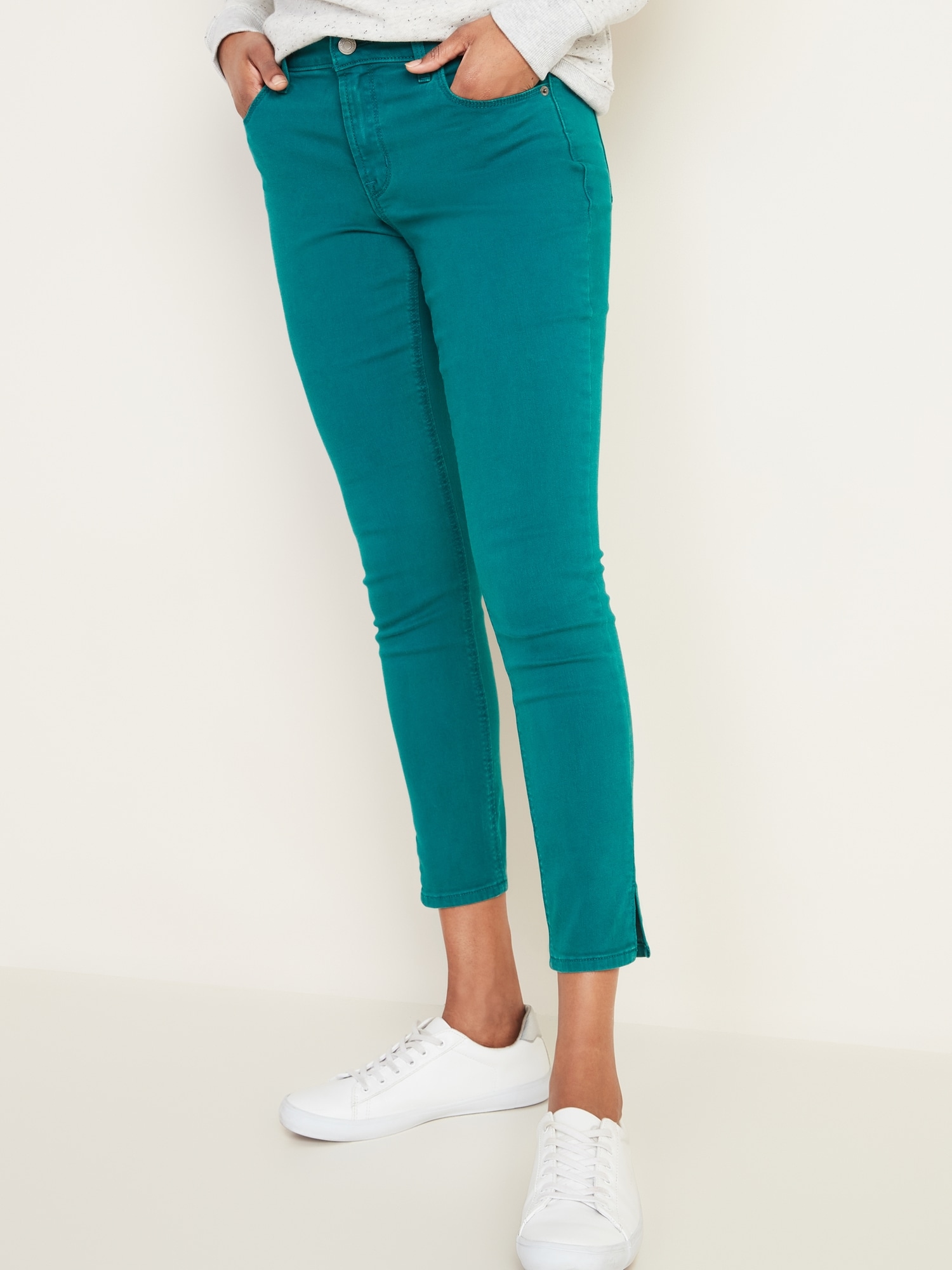 teal colored jeans womens