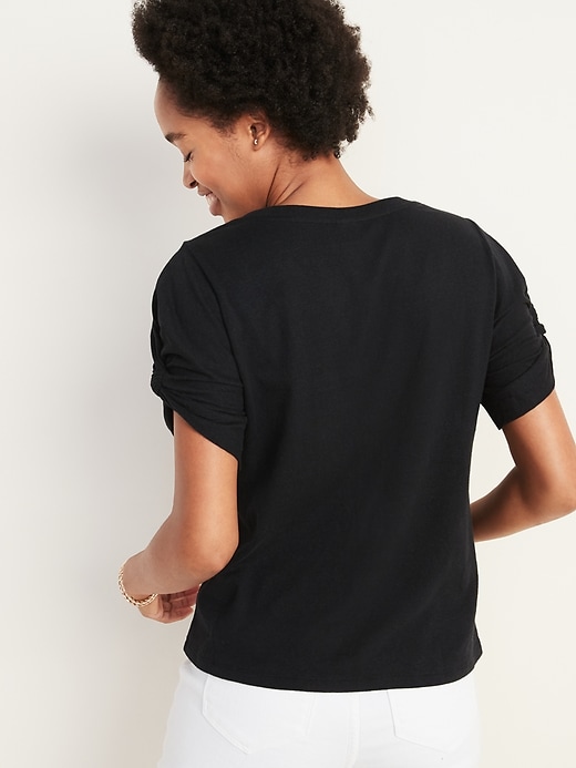 Image number 2 showing, Relaxed Twist-Sleeve Tee for Women