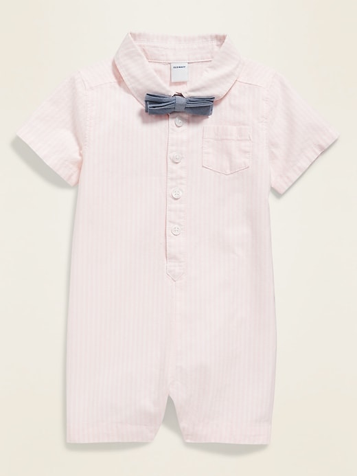 View large product image 1 of 3. Striped Oxford Bow-Tie One-Piece for Baby