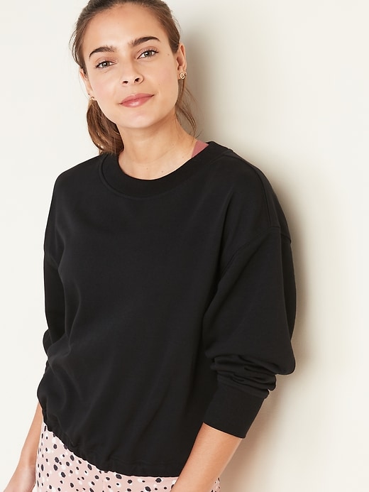 Image number 1 showing, Loose French-Terry Tie-Back Sweatshirt