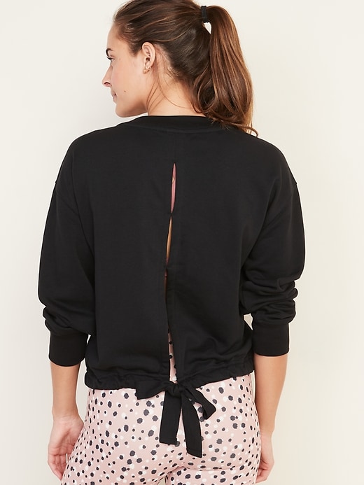 Image number 2 showing, Loose French-Terry Tie-Back Sweatshirt
