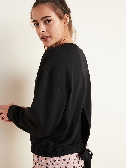 Image number 5 showing, Loose French-Terry Tie-Back Sweatshirt