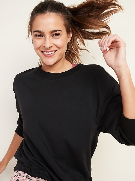 Image number 4 showing, Loose French-Terry Tie-Back Sweatshirt