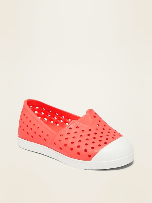 View large product image 1 of 1. Perforated Pop-Color Slip-On Sneakers for Toddler Girls