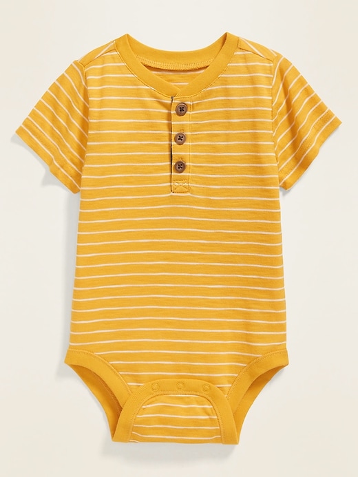 View large product image 1 of 1. Unisex Short-Sleeve Henley Bodysuit for Baby
