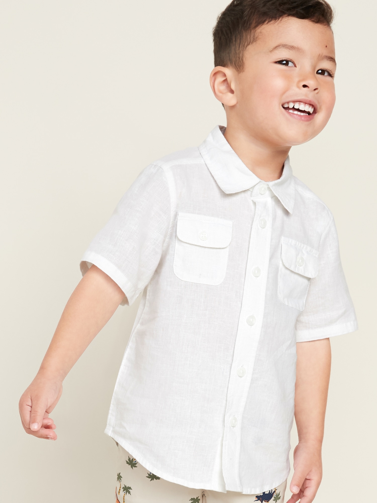 Linen-Blend Cargo-Pocket Shirt for Toddler Boys | Old Navy