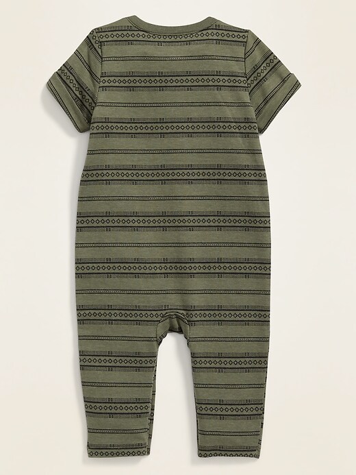 View large product image 2 of 2. Printed French Terry Henley One-Piece for Baby
