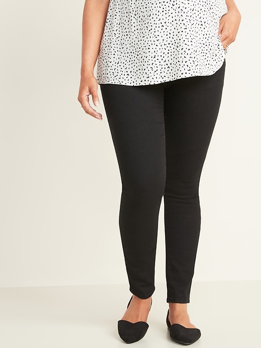 View large product image 1 of 3. Maternity Full-Panel Black Skinny Jeans