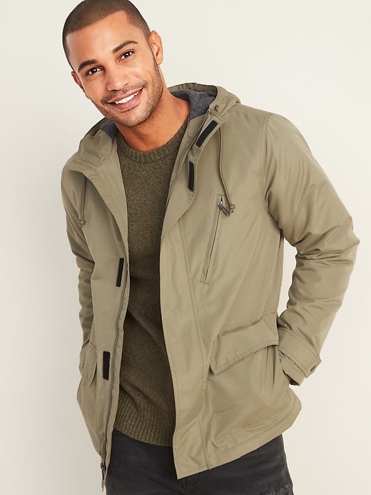 Old Navy Water-Resistant Jersey-Lined Hooded Jacket for Men. 1