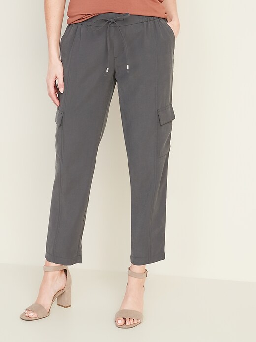 View large product image 1 of 1. Mid-Rise Soft Pull-On Cargo Pants for Women