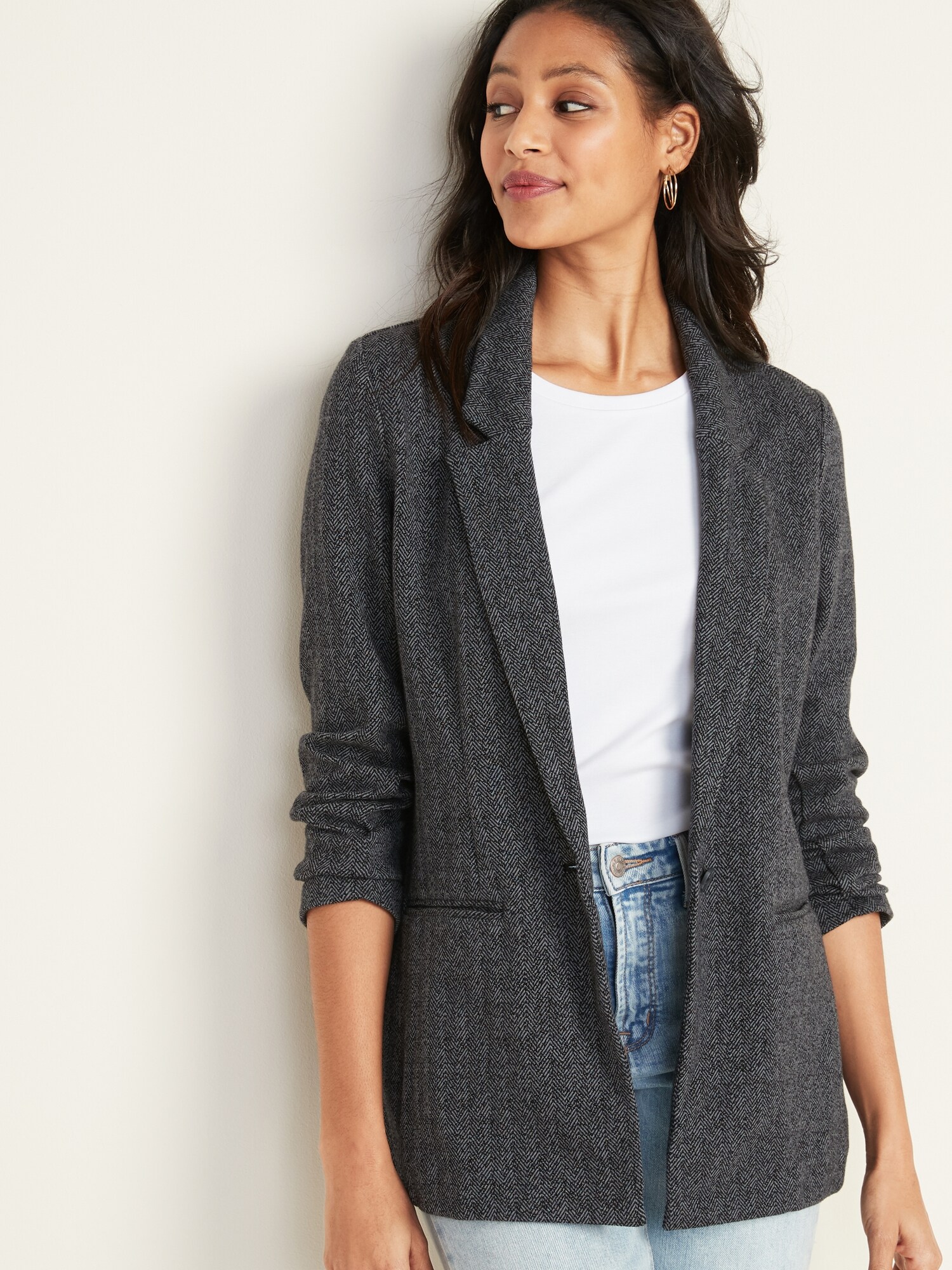 Womens navy cheap boyfriend blazer