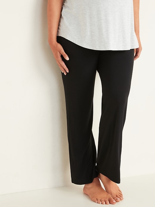 View large product image 1 of 3. Maternity Fold-Over-Waist Jersey Lounge Pants