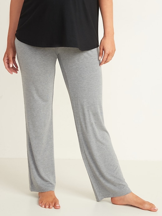 View large product image 1 of 1. Maternity Fold-Over-Waist Jersey Lounge Pants