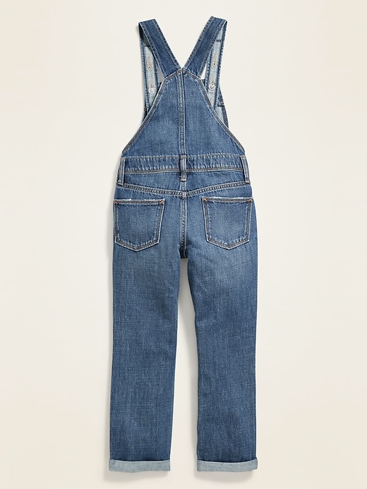 View large product image 2 of 3. Distressed Roll-Cuff Jean Overalls for Girls